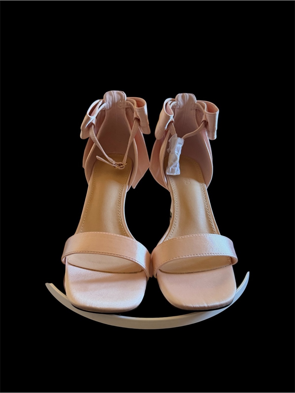 Ankle-Strap Block Heels in Blush Pink